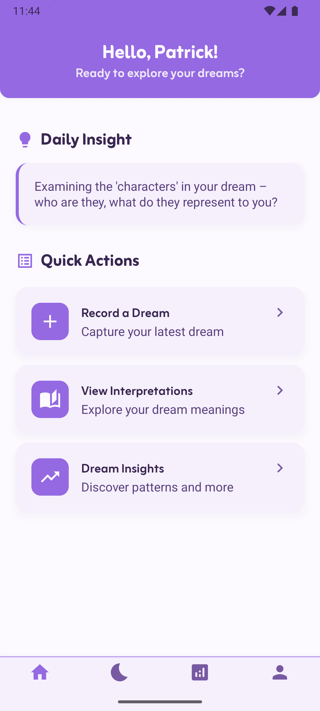 Somnara app dream analysis screenshot
