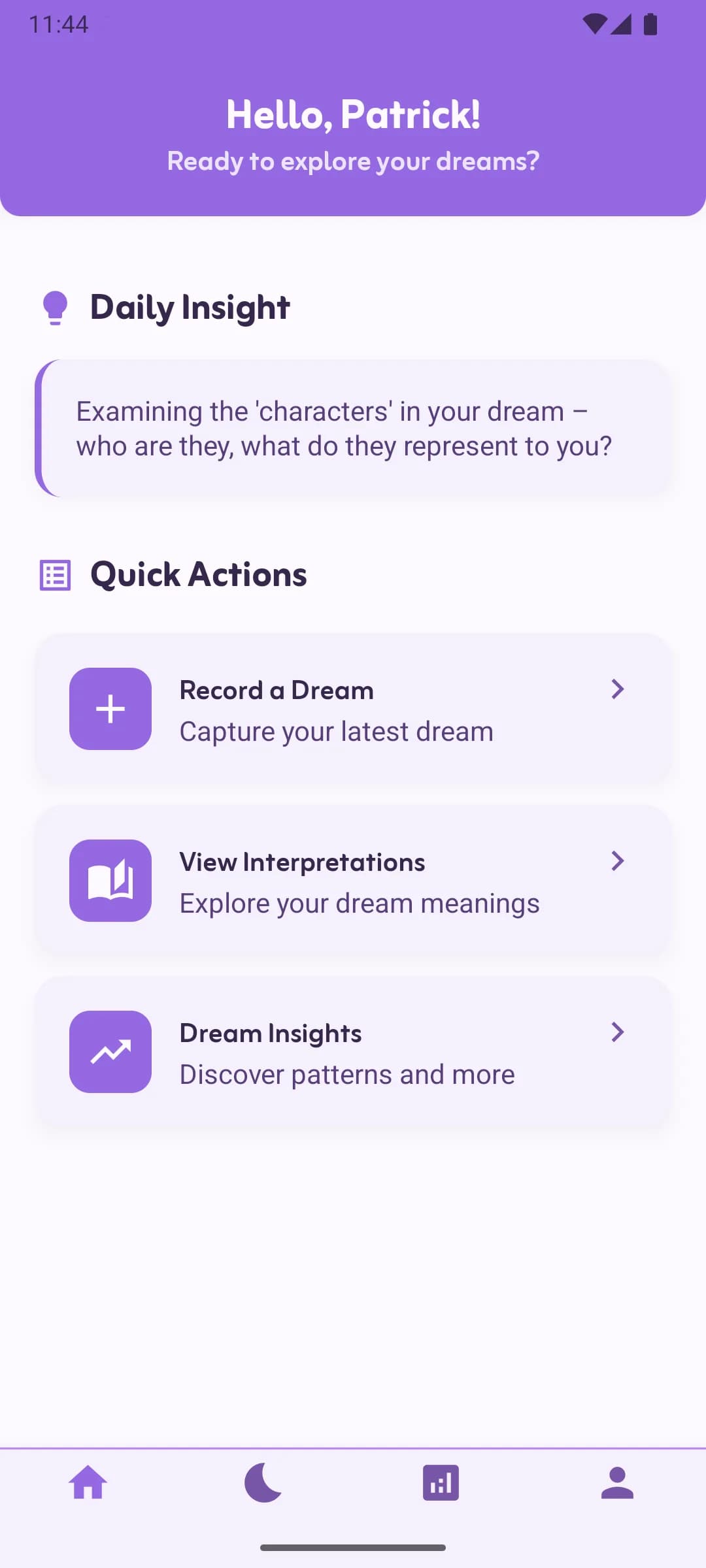 Somnara app dream analysis screenshot